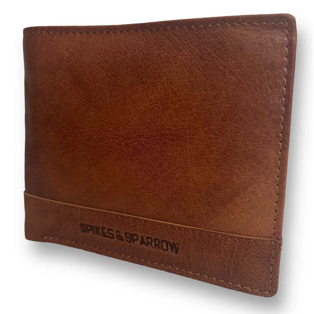 Spikes & Sparrow Convertible Wallet Alexander RFID Brown Leather 2 Part Combo